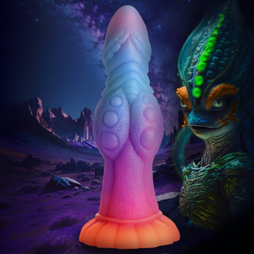 Godemiché Alien avec ventouse Galactic Cock fluorescent silicone