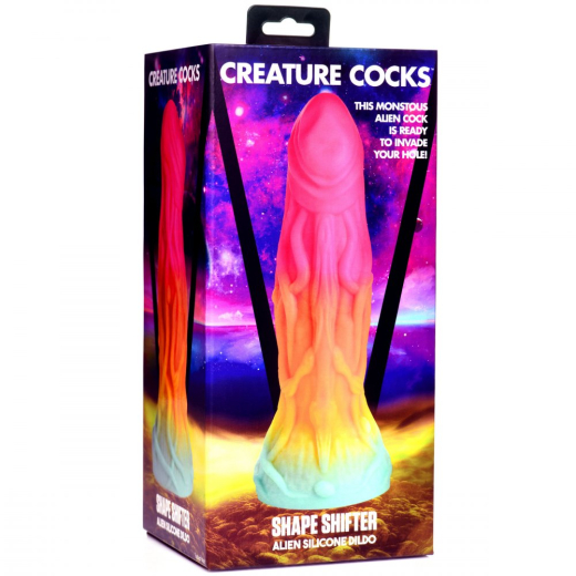 Alien-Dildo m. Saugfuss Shape Shifter Silikon regenbogenfarben dicker Fantasie-Dildo von CREATURE COCKS kaufen