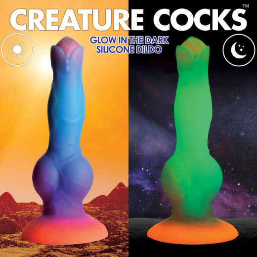 Godemiché Alien avec ventouse Space Cock fluorescent silicone