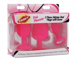 Analplugs m. Schmuckstein 3er-Set Pink Silikon mit gerundeten Spitzen & funkelnden Steinen von Frisky günstig kaufen