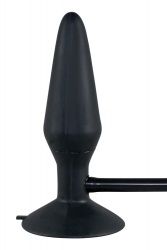 Anal Plug aufblasbar m. Saugfuss Silikon True Black medium