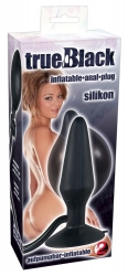 Anal Plug aufblasbar m. Saugfuss Silikon True Black medium
