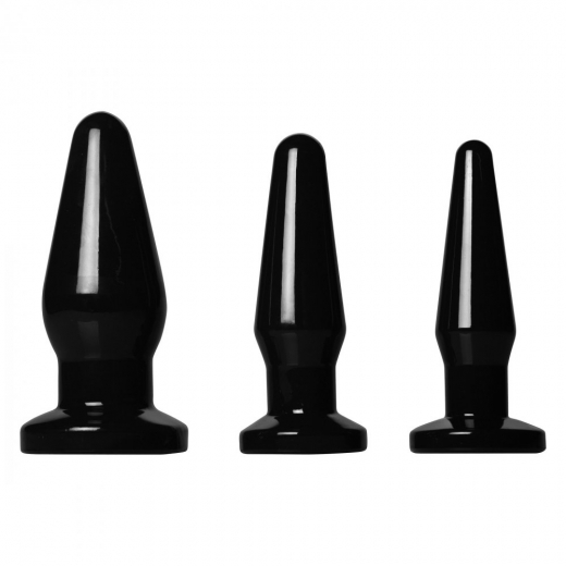 Plug anal Classic Soft noir set de 3 TPE