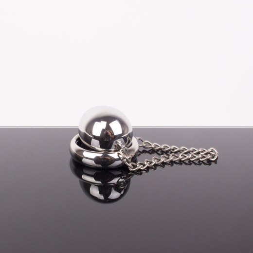 Anal Plug Ei m. Cockring & Kette Edelstahl 45x45mm