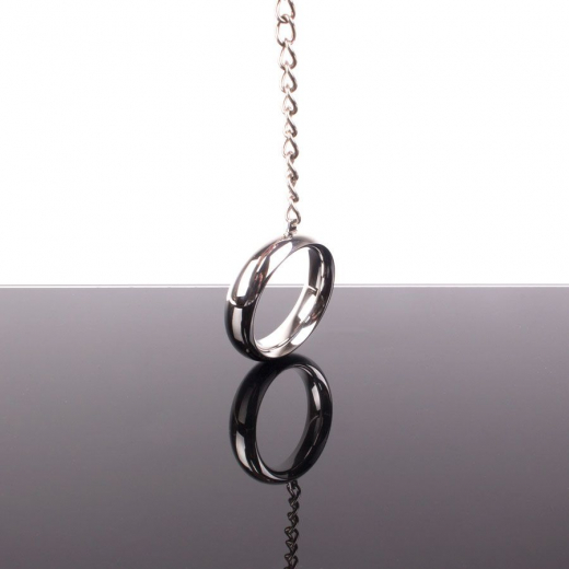 Anal Plug Ei m. Cockring & Kette Edelstahl 45x45mm