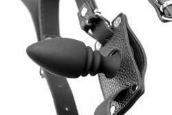Butt Plug Harness w. Cockring PU-Leather