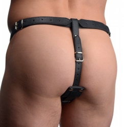 Butt Plug Harness w. Cockring PU-Leather