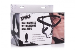 Butt Plug Harness w. Cockring PU-Leather