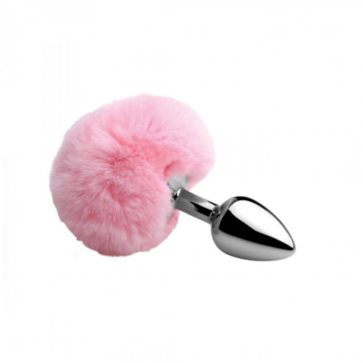 Analplug Hasenschwanz Fluffy Bunny pink Aluminium