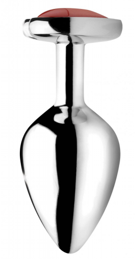 Plug anal Herz roter Jaspis Aluminium medium