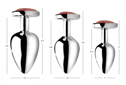 Plug anal Herz roter Jaspis Aluminium medium