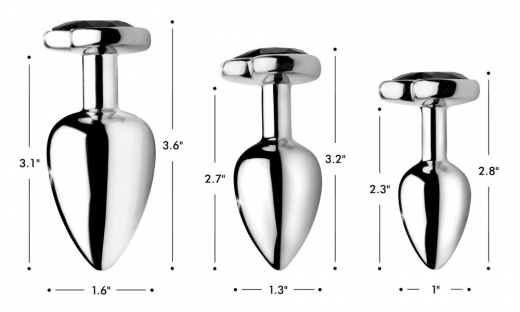 Butt Plug Heart black Aluminium small
