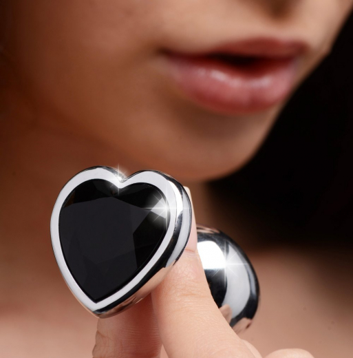 Butt Plug Heart black Aluminium small