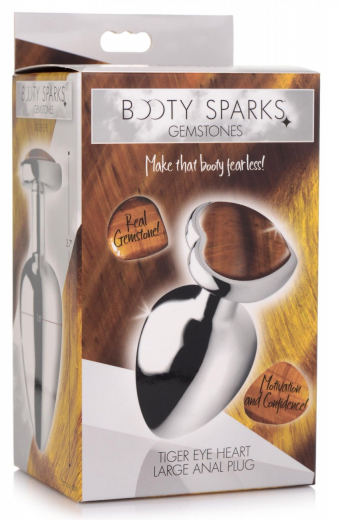 Butt Plug Heart Tigers Eye Aluminium large