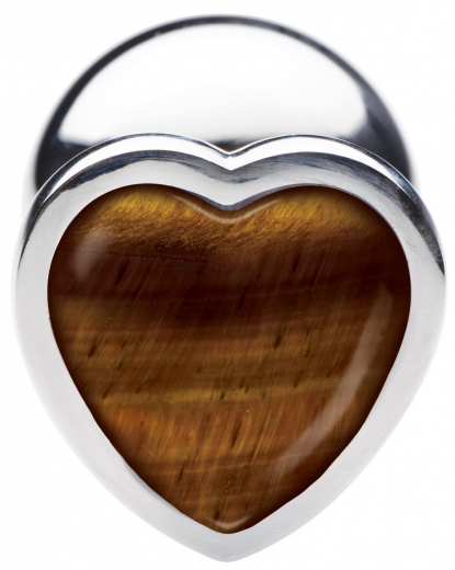 Butt Plug Heart Tigers Eye Aluminium large