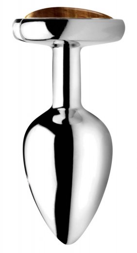 Butt Plug Heart Tigers Eye Aluminium large