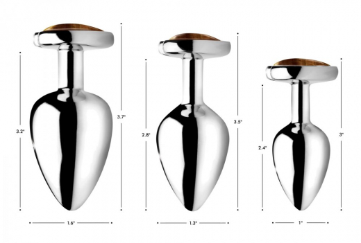 Analplug Herz Tigerauge Aluminium medium