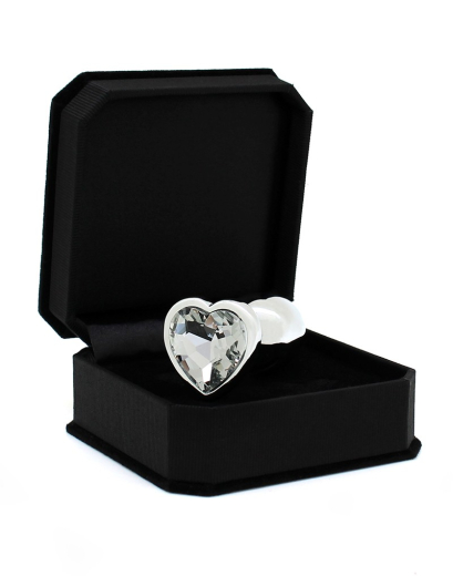 Butt Plug w. Gemstone Heart Stainless Steel pink glossy polished Anal-Toy with heart-shaped sparkling Crystal buy
