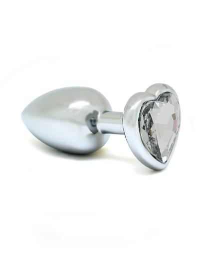 Plug anale con gemma Herz acciaio inossidabile bianco