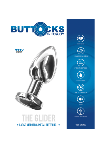 Analplug m. Vibration aufladbar Glider large Edelstahl