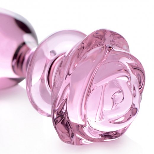 Analplug Pink Rose large Borsilikatglas