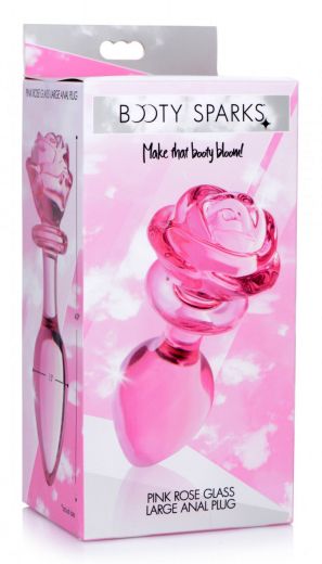 Analplug Pink Rose large Borsilikatglas
