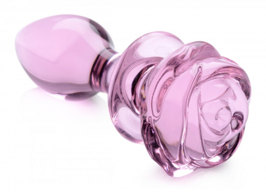 Analplug Pink Rose medium Borsilikatglas