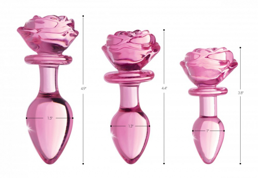 Analplug Pink Rose small Borsilikatglas
