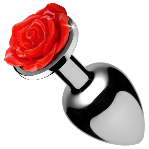 Analplug Rote Rose Aluminium large