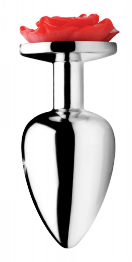 Analplug Rote Rose Aluminium medium