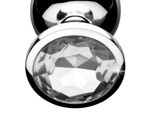 Analplug m. Schmuckstein Clear Gem Aluminium medium