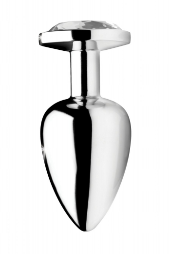 Analplug m. Schmuckstein Clear Gem Aluminium medium