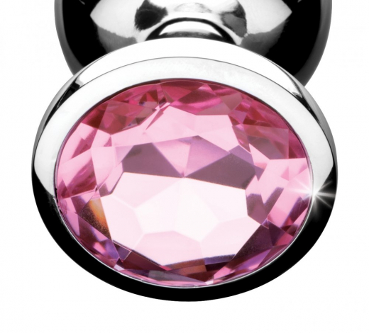 Analplug m. Schmuckstein Pink Gem Aluminium large