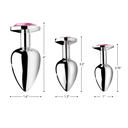 Analplug m. Schmuckstein Pink Gem Aluminium large