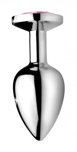 Analplug m. Schmuckstein Pink Gem Aluminium medium