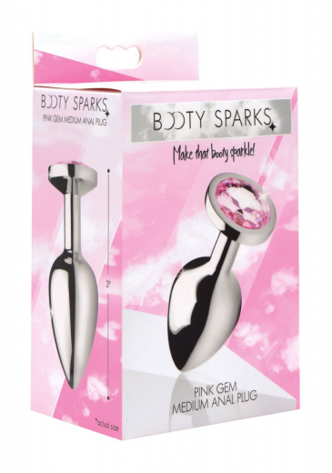 Analplug m. Schmuckstein Pink Gem Aluminium medium