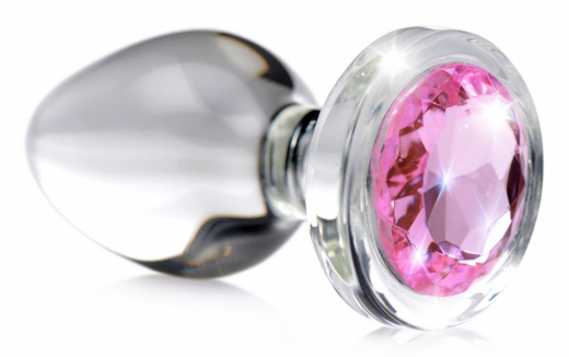 Analplug m. Schmuckstein Pink Gem large Glas