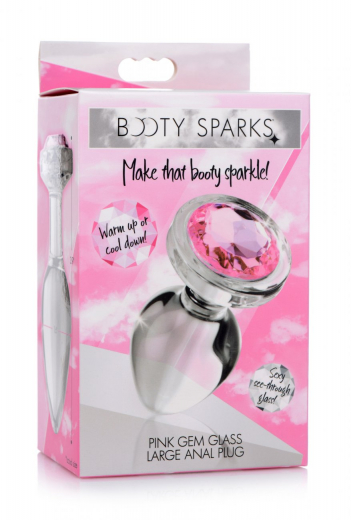 Analplug m. Schmuckstein Pink Gem large Glas