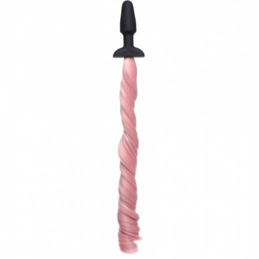 Butt Plug Silicone Horse-Tail pink Pony Tail
