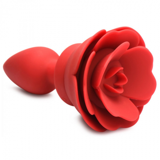 Analplug m. Vibration & Fernsteuerung Rose 28X Silikon large