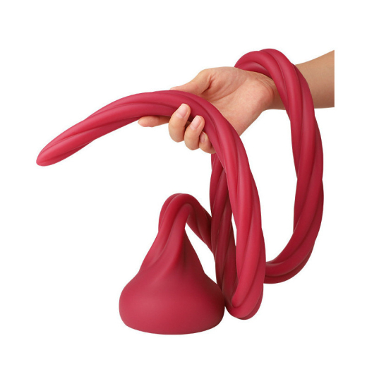 Analschlange extrem Deepleasure Silikon 150x3.5cm rot gedrehte Form starker Saugfuss von DEEPLEASURE kaufen