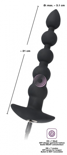 Analvibrator Analkette aufladbar Black Velvets Silikon