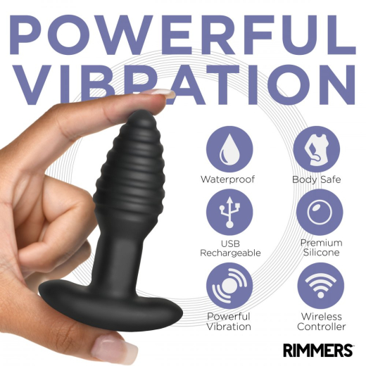 Anal Vibrator w. Remote Rimmers Model E with stimulating Ribs 3 Speed & 4 Rotation Modes by RIMMERS buy cheap