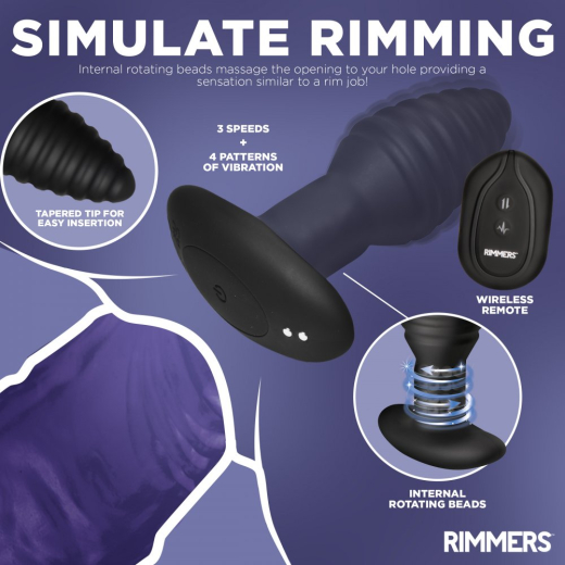 Anal Vibrator w. Remote Rimmers Model E with stimulating Ribs 3 Speed & 4 Rotation Modes splash-proof 8 Meter Range buy