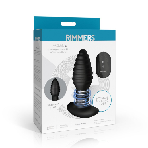 Anal Vibrator w. Remote Rimmers Model E with stimulating Ribs splash-proof 8 Meter Range by RIMMERS buy cheap