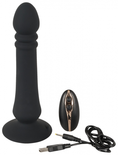 Analvibrator m. Stossfunktion & Fernsteuerung Anal Thruster Silikon