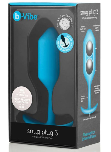 B-Vibe Snug Plug 3 weighted Butt-Plug blue with 2 rotating inner Balls seamless flexible Silicone by B-VIBE buy cheap
