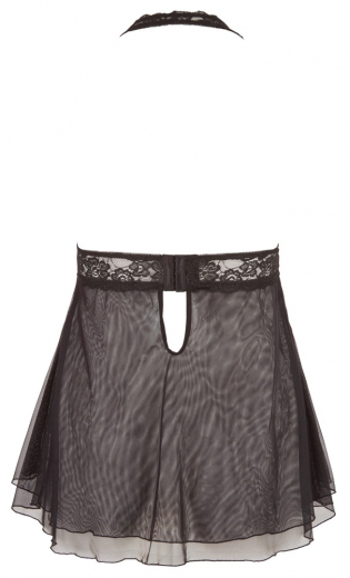Babydoll m. Nackenträger Netz & Spitze grosse Grössen schwarz
