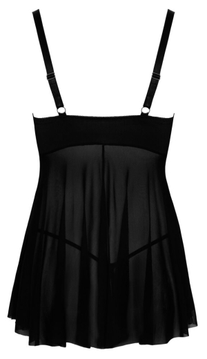 Babydoll & String ouvert Netz & Spitze elastisches schwarzes Feinnetz & schrittfreier Stringtanga von COTTELLI kaufen