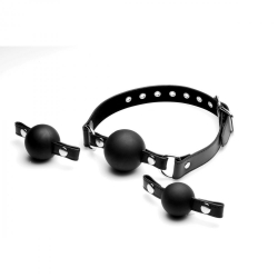 Ballknebel 3-Silikonbälle austauschbar Kunstleder